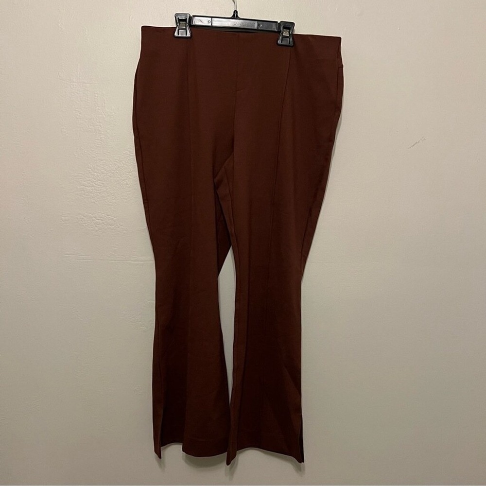 Peace Love World Flare Pants Brown‎ High Waisted Elastic Waist Stretch Leggings